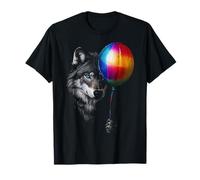 Impresión de retrato de lobo con diseño de amante de los animales, ojos azules Camiseta