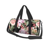 Impresión de Rosas y Flores de peonía, Bolsa de Viaje de Gran Capacidad, Bolso Redondo, Bolsa de Viaje Deportiva, Bolsa de Mano, Bolsa de Fitness