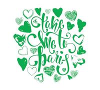 Impresión de taza tipográfica de París Calcomanías de pared de PVC 42x43.1cm No se cae Verde