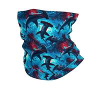 Impresión De Tiburones Martillo Azul Y Rojo Unisex Calentador De Cuello Transpirable Tubular Pañuelo Multifunción Braga De Cuello para Moto Deportes Yoga Ciclismo