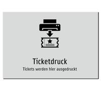 Impresión de tickets - Tickets se imprimen aquí - Cartel de aluminio A5: 210 x 148 mm - con gráfico y texto