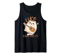 Impresión de Ukelele Funny Uke Can Do It Cat Playing Product Gift Camiseta sin Mangas