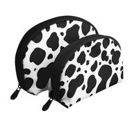 Impresión de Vaca lechera de Cuero de Vaca, Bolsa de Maquillaje de Concha, Monedero pequeño para Mujer, Bolsa de artículos de tocador, Bolsa de cosméticos, 2 Piezas