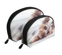Impresión de Yorkshire Terrier, Bolsa de Maquillaje de Concha, Monedero pequeño para Mujer, Bolsa de artículos de tocador, Bolsa de cosméticos, 2 Piezas