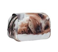 Impresión de Yorkshire Terrier Estuche para lápices portátil con Doble Concha y Cremallera