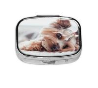 Impresión de Yorkshire Terrier, Pastillero cuadrado para bolsillo o monedero, pequeño contenedor de pastillas, organizador de pastillas de viaje