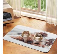 Impresión de Yorkshire Terrier,Tapete para Comida de Mascotas, manteles Individuales de Cuero sintético para Gatos y Perros,30x45cm