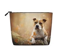 Impresión del American Staffordshire Terrier,Neceser de Maquillaje de imitación Lino, Neceser de Viaje portátil