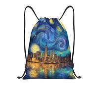 Impresión Del Horizonte De La Ciudad De Nueva York Unisex Bolsa De Deporte Con Cordón Mochila De Cuerdas Plegable Mochila Con Cordón Para Playa Yoga Acampada Senderismo