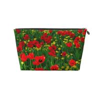 Impresión del Paisaje del Prado de la Granja del Campo de Amapola roja, Bolsa de artículos de tocador Bolsa de Maquillaje Bolsa de cosméticos Bolsa de artículos de tocador de Viaje portátil