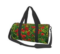 Impresión del Paisaje del Prado de la Granja del Campo de Amapola roja, Bolsa de Viaje de Gran Capacidad, Bolso Redondo, Bolsa de Viaje Deportiva, Bolsa de Mano, Bolsa de Fitness