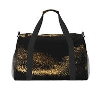 Impresión en Arena Negra y Dorada,Bolsas Deportivas, Bolsos de Viaje Deportivos Cruzados de Mano, Bolsas de Viaje de Gran Capacidad para Mujeres y Hombres.