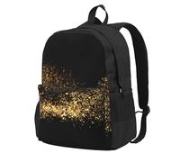 Impresión en arena negra y dorada,Mochila con bolsillos, mochila informal para el día a día, resistente al agua, ideal para la escuela, viajes
