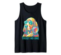 Impresión en Bloque Trust No One Hound Dog Detective Alien UFO Camiseta sin Mangas