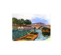 Impresión en Lienzo con Marco de Madera-Puente sobre el río-Famoso Reproducción Cuadros en Lienzo-Pintura Artística Imagen para Decoración Hogar Oficina 90x125cm35x49inches Enmarcado