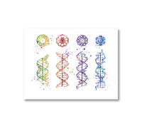 Impresión en lienzo de ADN y ARN humano, póster ciencia, cuadro arte pared biología, pintura código genético, regalos for profesores, decoración dormitorio(4,A5 15x21 cm No Frame)
