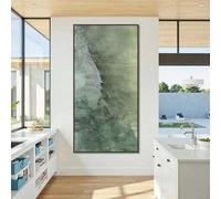 Impresión en lienzo grande, pintura al óleo de paisaje marino con textura verde oscuro sobre lienzo, decoración para sala de estar (60 x 120 cm (24 x 47 pulgadas))