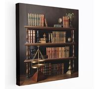 Impresión en lienzo vintage de la biblioteca de leyes, libros de derecho, decoración de pared, martillo, 50,8 x 50,8 cm