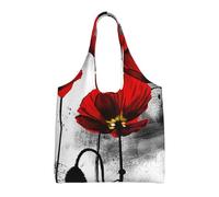 Impresión en tinta de hermosa flor de amapola,Bolsas de mano reutilizables, bolsas de supermercado, bolso de hombro de lona de gran capacidad