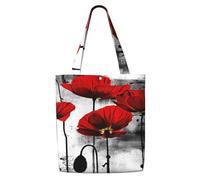Impresión en tinta de hermosa flor de amapola,Bolsas de supermercado reutilizables, bolsas de compras, bolsas de lona de gran capacidad, bolso de hombro