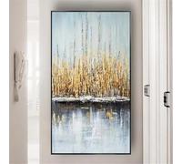 Impresión enmarcada de arte de pared en lienzo: pintura abstracta moderna con rayos de línea de lámina dorada, decoración del hogar, arte de pared para sala de estar 40x70cm(16x28in)