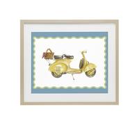 Impresión enmarcada debajo del cristal de Vespa Retro Travel de 13 x 16 | Stupell Industries · Por Lanie Loreth · Listo para colgar · Ideal para habitación familiar o salón · Fabricado en Estados