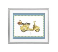 Impresión enmarcada debajo del cristal de Vespa Retro Travel de 13 x 16 | Stupell Industries · Por Lanie Loreth · Listo para colgar · Ideal para habitación familiar o salón · Fabricado en Estados
