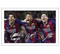 Impresión fotográfica firmada de Luis Suárez, Neymar y Lionel Messi de 12 x 8 Pulgadas con autógrafo de fútbol de Barcelona preimpreso