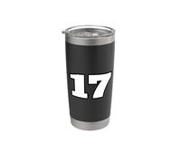 Impresión frontal del equipo deportivo número 17 Seventeen Vaso térmico de acero inoxidable de doble pared