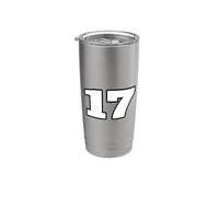 Impresión frontal del equipo deportivo número 17 Seventeen Vaso térmico de acero inoxidable de doble pared