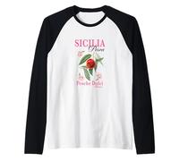 Impresión gráfica afrutada de melocotón Sicilia PAPL3207 Camiseta Manga Raglan