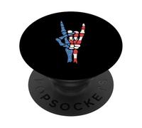Impresión gráfica patriótica de esqueleto de mano basculante para el 4 de julio PopSockets PopGrip Adhesivo