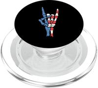 Impresión gráfica patriótica de esqueleto de mano basculante para el 4 de julio PopSockets PopGrip para MagSafe