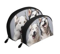 Impresión Husky, Bolsa de Maquillaje de Concha, Monedero pequeño para Mujer, Bolsa de artículos de tocador, Bolsa de cosméticos, 2 Piezas