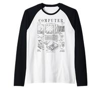 Impresión Impresa de Computer Gamer Geek Vintage IT Hardware PC Hardware Camiseta Manga Raglan