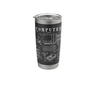 Impresión impresa de Computer Gamer Geek Vintage IT Hardware PC Hardware Vaso térmico de acero inoxidable de doble pared