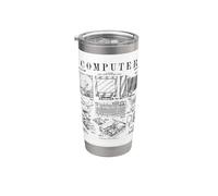 Impresión impresa de Computer Gamer Geek Vintage IT Hardware PC Hardware Vaso térmico de acero inoxidable de doble pared