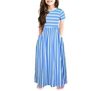Impresión mangas ropa de bebé vestido de niño corto rayas ropa y falda lentejuelas niñas, azul, 11-12 años