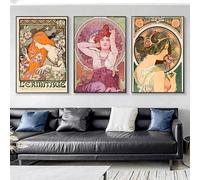 Impresión minimalista Art Nouveau famosa, impresiones en lienzo, pintura de estilo nórdico para sala de estar, dormitorio, decoración del hogar, 50 x 75 cm, 3 piezas sin marco