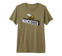 Impresión Negra Adornada de Abeja 3D del Manchester England Camiseta Premium
