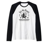 Impresión Negra de Hombre Lobo Aullando de Lee Ho Fook Camiseta Manga Raglan