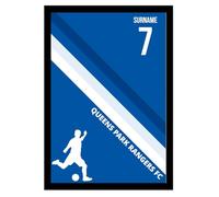 Impresión personalizada con marco de rayas de color A4 para aficionados de Queens Park Rangers, marco negro