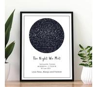 Impresión personalizada de mapa de estrellas, aniversario de noche que conocimos, impresión de cielo nocturno enmarcado, póster de mapa de estrellas personalizado, regalo de boda, impresión de