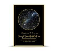 Impresión personalizada de mapa estelar, póster de arte personalizado de constelaciones cielo nocturno - Tamaño A4/A3 - Regalo único para ocasiones especiales, bodas, aniversarios y San Valentín.