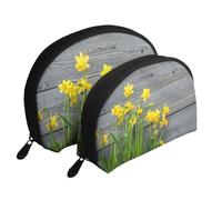 Impresión Ramo De Narcisos, Bolsa de Maquillaje de Concha, Monedero pequeño para Mujer, Bolsa de artículos de tocador, Bolsa de cosméticos, 2 Piezas