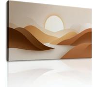 Impresión sobre lienzo, pintura 60 x 40 cm, desierto Horizonte, sol, decoración de pared, sala de estar, minimalista abstracto, paisaje, mural decorativo para dormitorio, baño, sala de estar