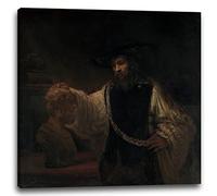 Impresión sobre lienzo Rembrandt - Aristóteles con busto de Homero