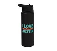 Impresión tipográfica de paisaje urbano I Love Austin Stainless Steel Insulated Water Bottle
