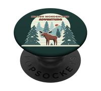 Impresión Trasera de Moose Forest Winter Adventure PopSockets PopGrip Adhesivo