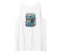 Impresión Trasera Urban Tuk Tuk Racer City Drag Edition Retro de 1986 Camiseta sin Mangas
